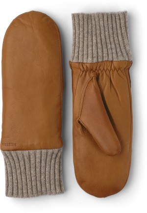 Women's Hestra Tina Leather Gloves Cork | SJPBTV607