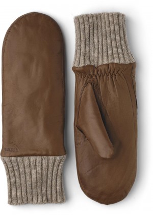 Women's Hestra Tina Leather Gloves Light Brown | JNGOXE236