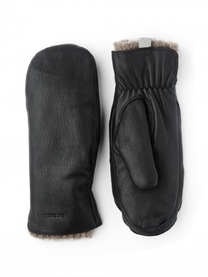 Women's Hestra Tiril Mitt Leather Gloves Black | HWCSPK945