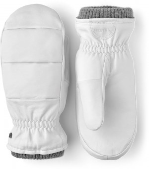 Women's Hestra Torun Mitt Leather Gloves White | ISKWRF273