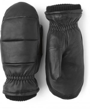 Women's Hestra Torun Mitt Leather Gloves Black | WHOJUR405