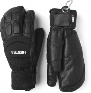 Women's Hestra Vertical Cut CZone 3-finger Waterproof Gloves Black | QZRFAX025