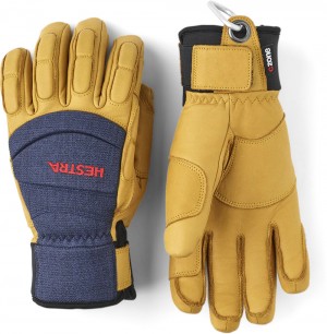 Women's Hestra Vertical Cut Czone Ski Gloves Navy/Tan | YUWFDO417