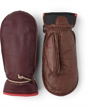 Women's Hestra Wakayama Mitt Ski Gloves Bordeaux/Brown | IVOTPS895