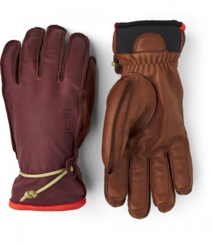 Women's Hestra Wakayama Ski Gloves Bordeaux/Brown | KDZTIB038