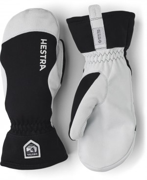 Women's Hestra Windstopper Leather Mitt Cross Country Ski Gloves Black | HPKJDC738