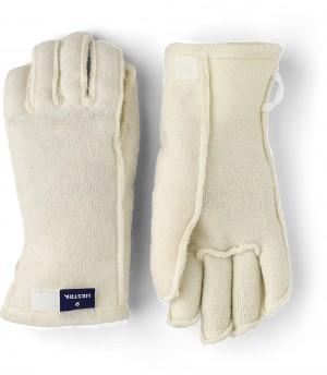 Women's Hestra Wool Pile/Terry Liner 5-finger Liners & Inner Gloves White | UIVAYS125