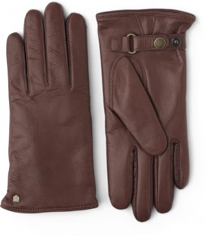 Women's Hestra Åsa Leather Gloves Brown | CXAVYL359