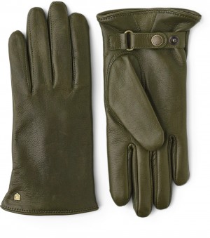 Women's Hestra Åsa Leather Gloves Loden | OLVNZU321