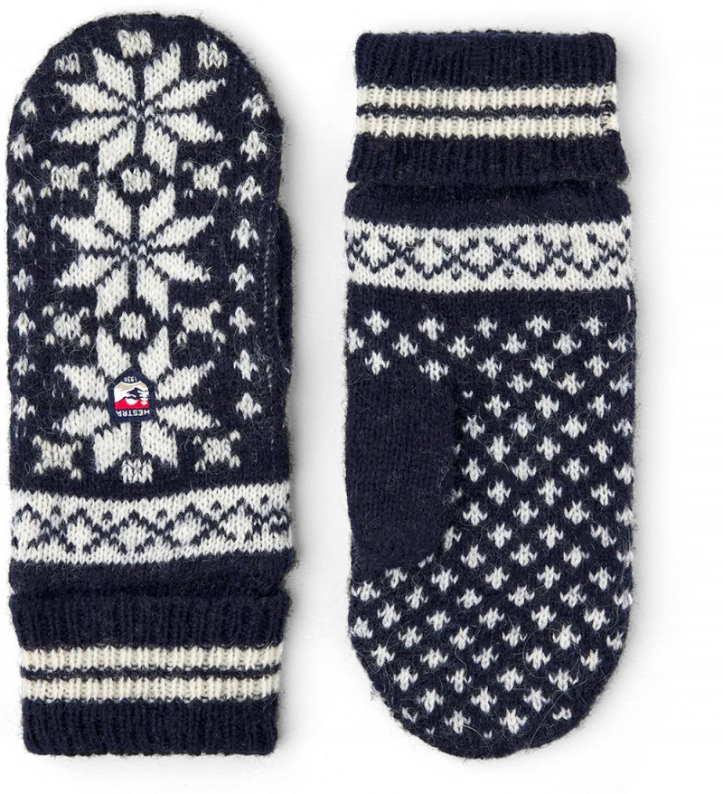 Kids\' Hestra Nordic Jr. Mitt Mittens Gloves Navy/White | WRTPNL763