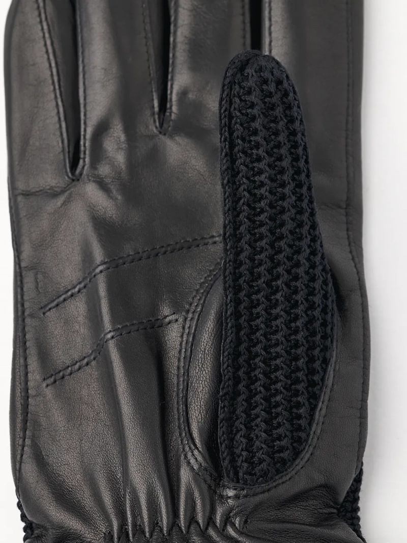 Men's Hestra Adam Leather Gloves Black | CSUBTX498