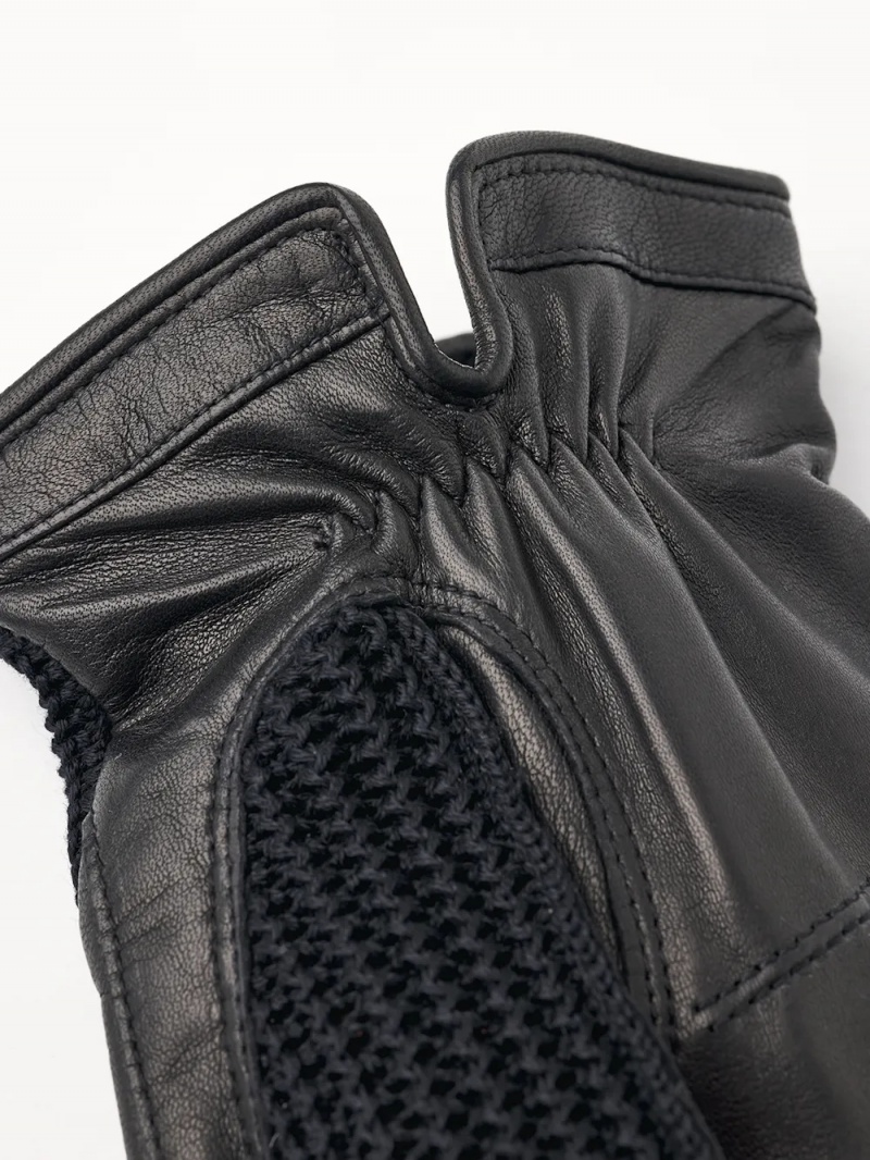 Men's Hestra Adam Leather Gloves Black | CSUBTX498