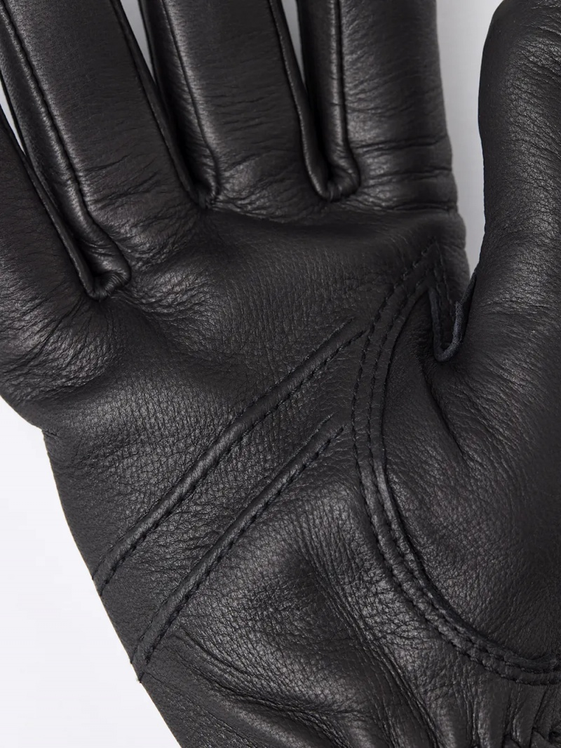 Men's Hestra Andrew Leather Gloves Black | MDVUIF240