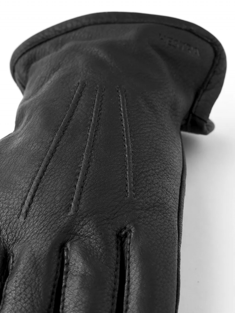 Men's Hestra Andrew Leather Gloves Black | MDVUIF240