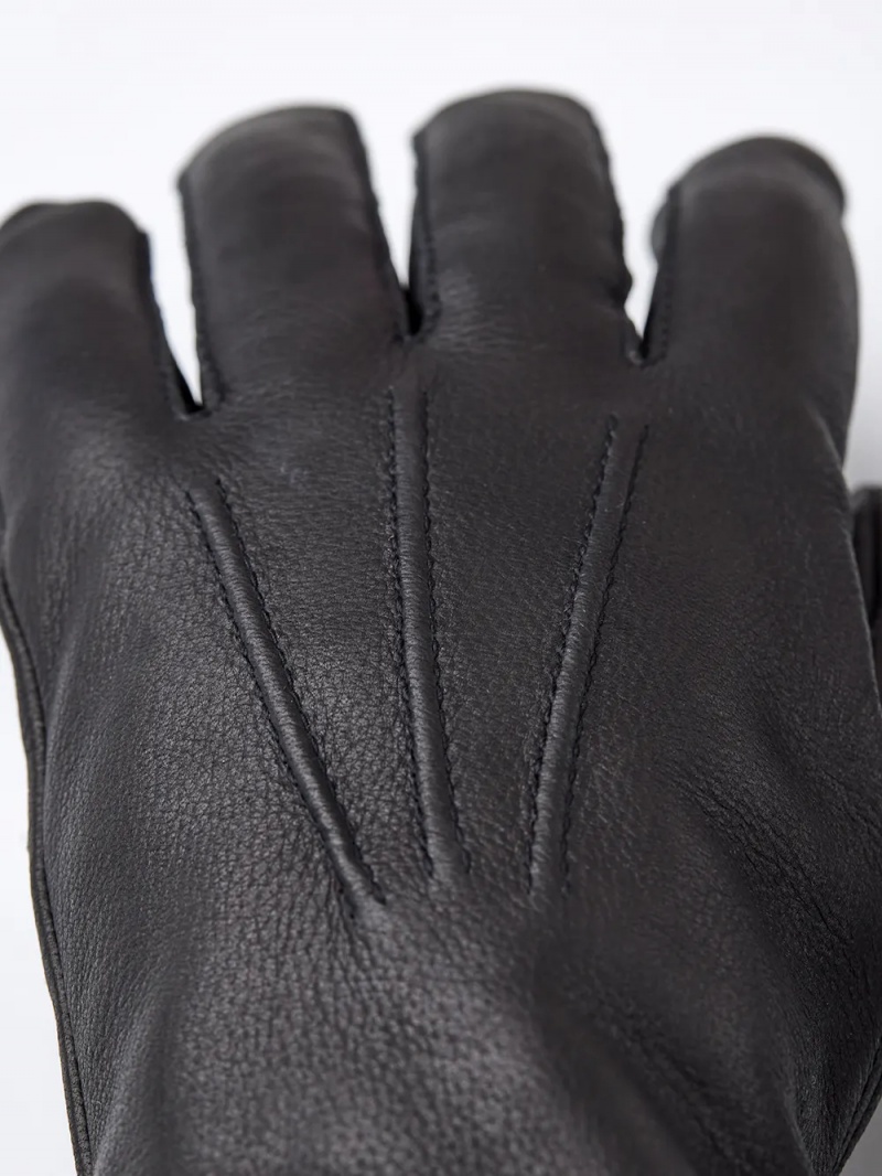 Men's Hestra Andrew Leather Gloves Black | MDVUIF240