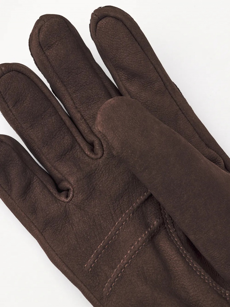 Men's Hestra Bergvik Leather Gloves Espresso | NJXALM801