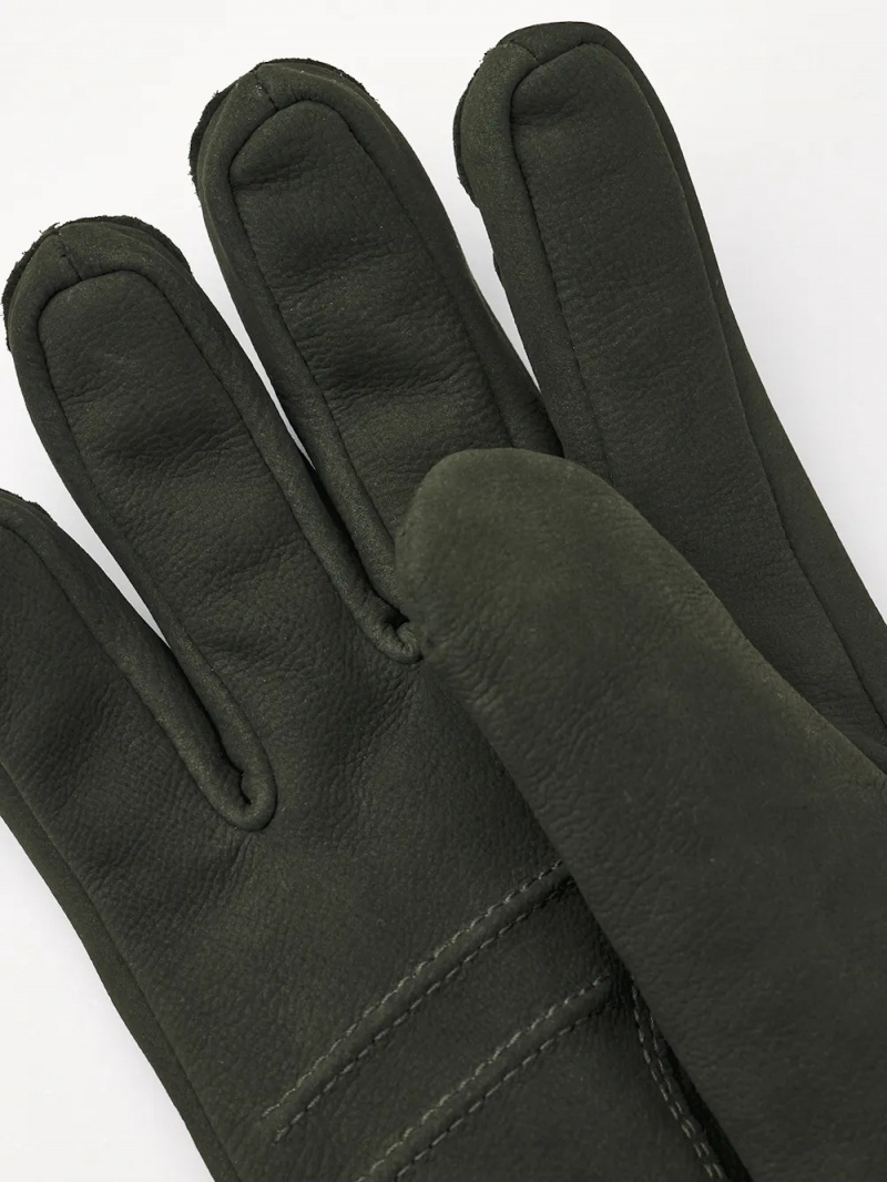 Men's Hestra Bergvik Leather Gloves Green | CPGRXD431