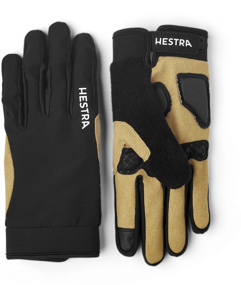 Men\'s Hestra Bike Guard Long 5-finger Bike & Mtb Gloves Black | IOEJVZ749