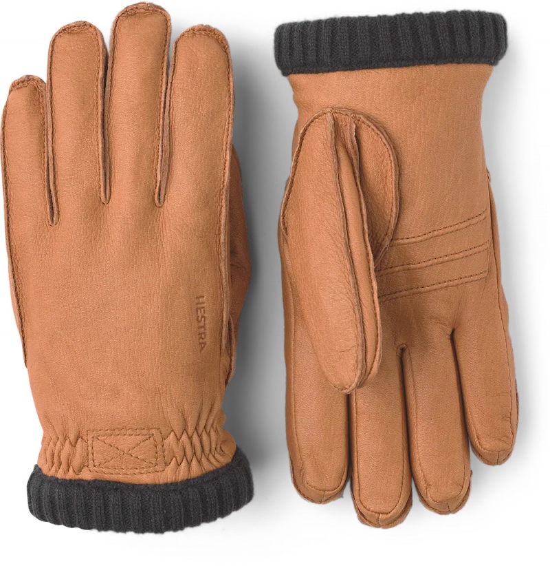 Men\'s Hestra Deerskin Primaloft Rib Leather Gloves Cork | NPEMJA684