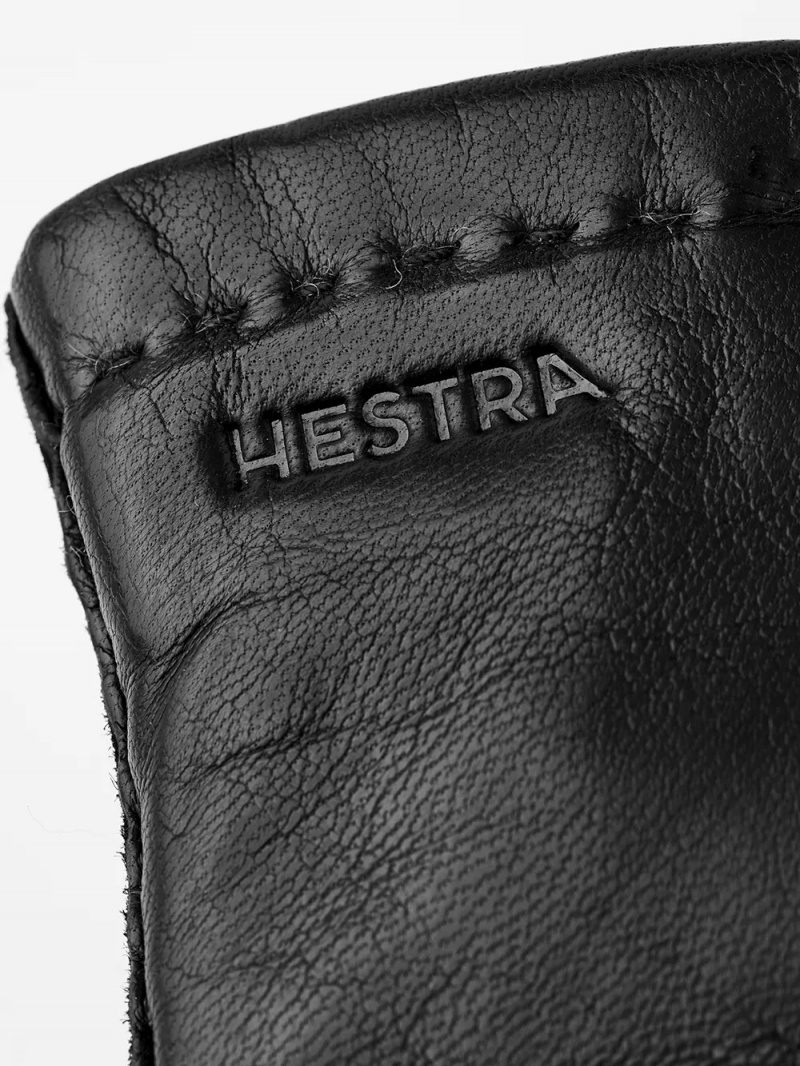 Men's Hestra Edward Leather Gloves Black | CWNDIQ615