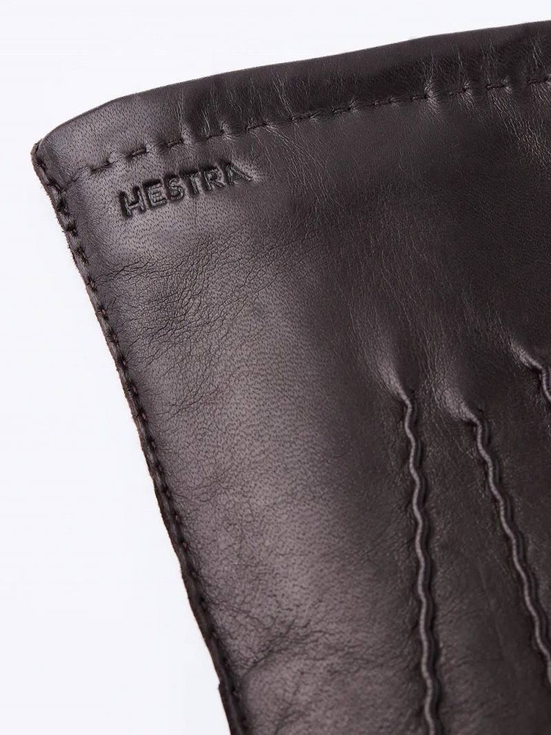 Men's Hestra Edward Leather Gloves Espresso | SYTPJD304