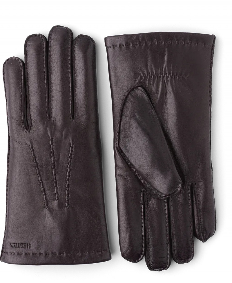 Men\'s Hestra Edward Leather Gloves Espresso | SYTPJD304