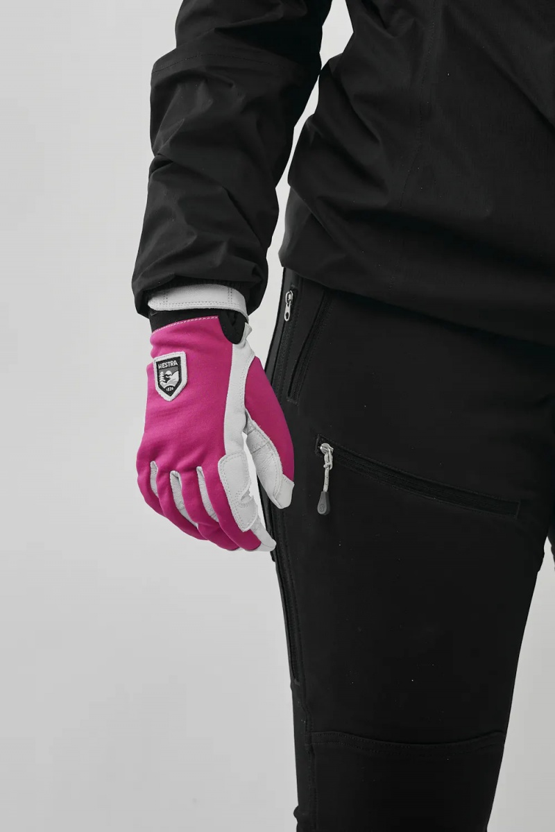 Men's Hestra Ergo Grip Active Cross Country Gloves Fuchsia/White | EIDRUF180