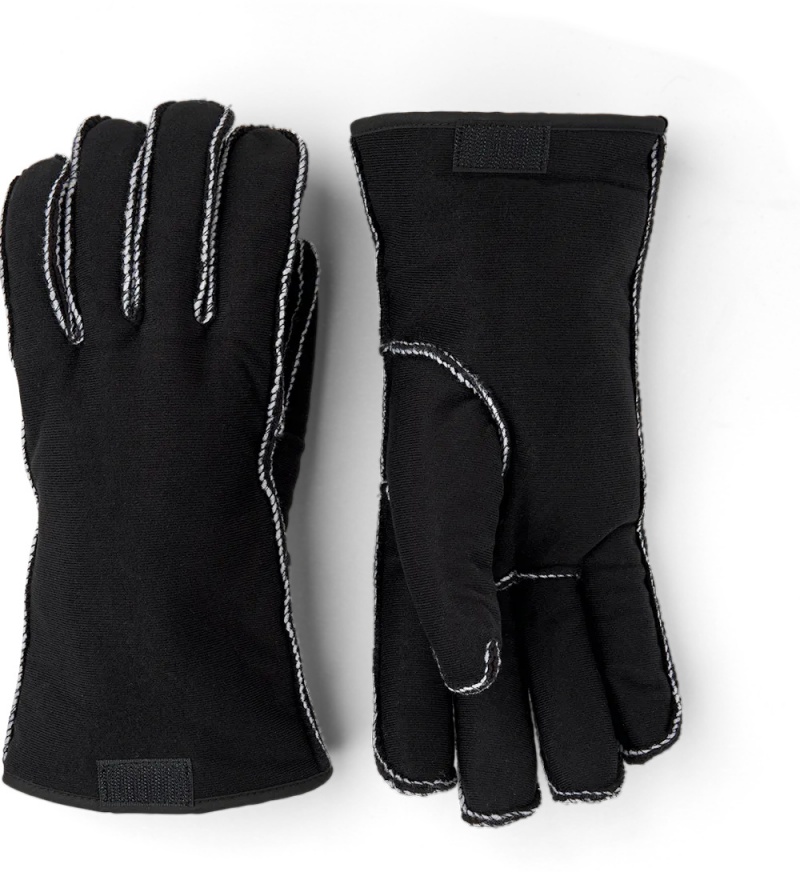 Men\'s Hestra Gauntlet Fleece Liner 5-finger Liners & Inner Gloves Black | BYCPAQ253