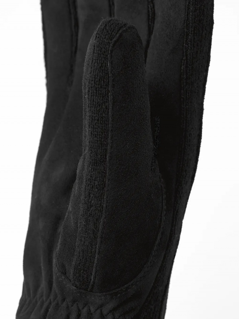 Men's Hestra Geoffrey Leather Gloves Black | XSWUCB871