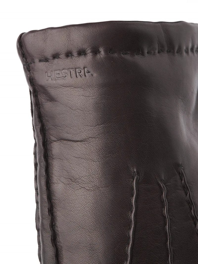 Men's Hestra George Leather Gloves Espresso | JSNYBC783