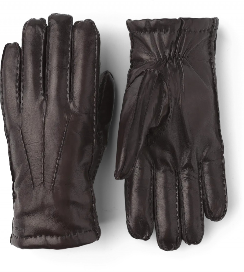 Men\'s Hestra George Leather Gloves Espresso | JSNYBC783