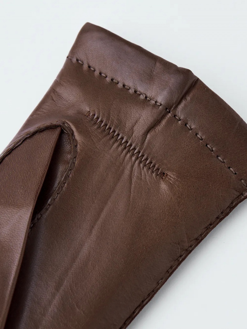 Men's Hestra Hairsheep 1¾ BT Handsewn Cashmere Leather Gloves Chestnut | EHULTO568