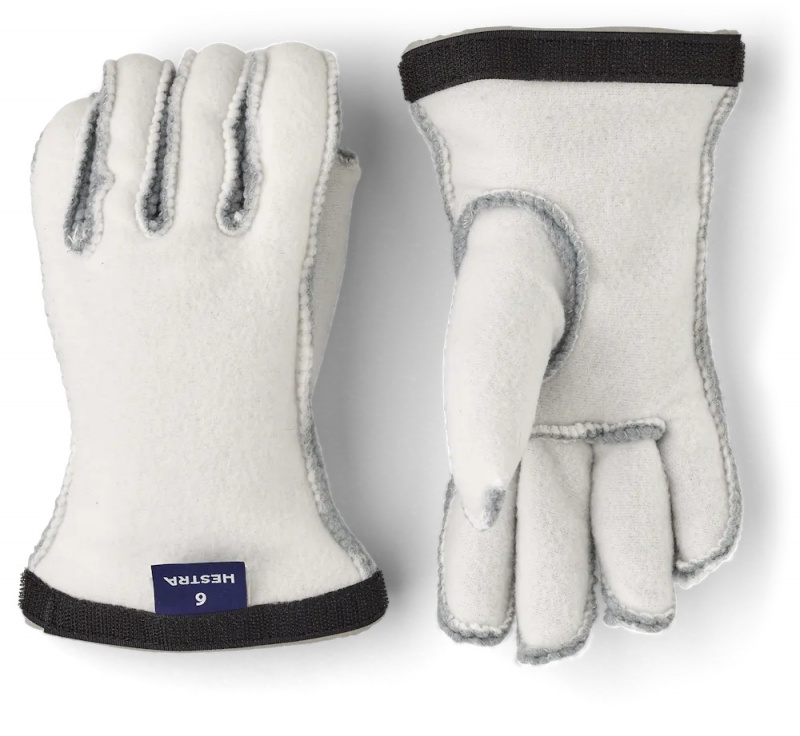 Men\'s Hestra Heli Ski Jr. Liner 5-finger Liners & Inner Gloves White | WOGZEU941