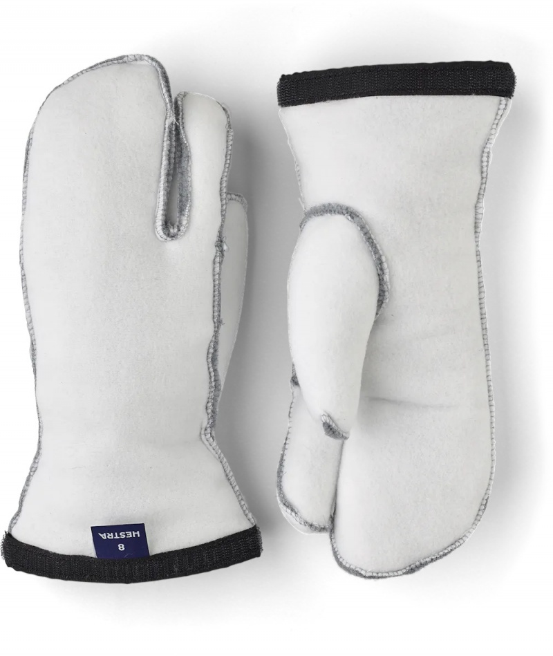 Men\'s Hestra Heli Ski Liner 3-finger Liners & Inner Gloves White | RETXBI507