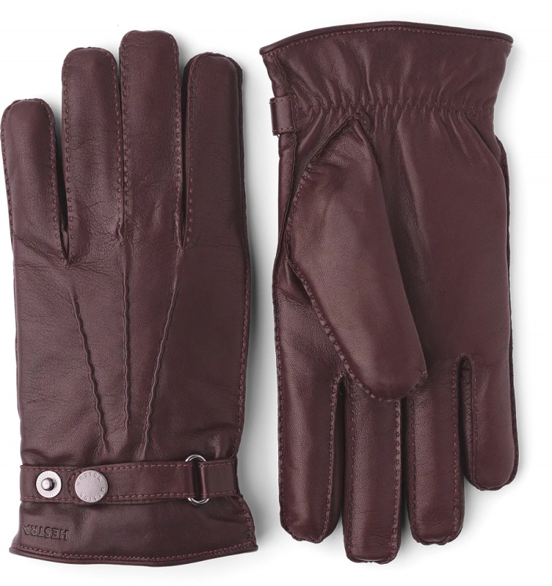 Men\'s Hestra Jake Leather Gloves Chestnut | DRYEVZ907