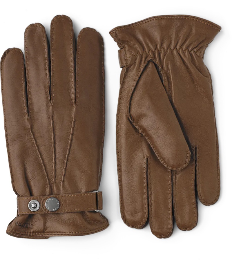 Men\'s Hestra Jake Leather Gloves Light Brown | BMNRTV910