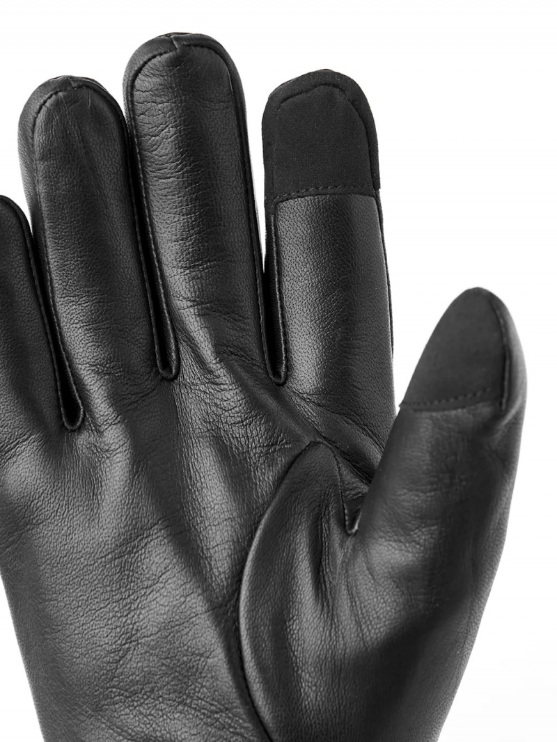 Men's Hestra John Leather Gloves Black | KYVOHC024