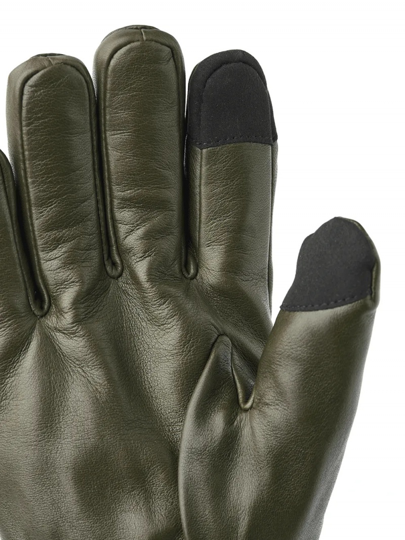 Men's Hestra John Leather Gloves Loden | YQROWA962