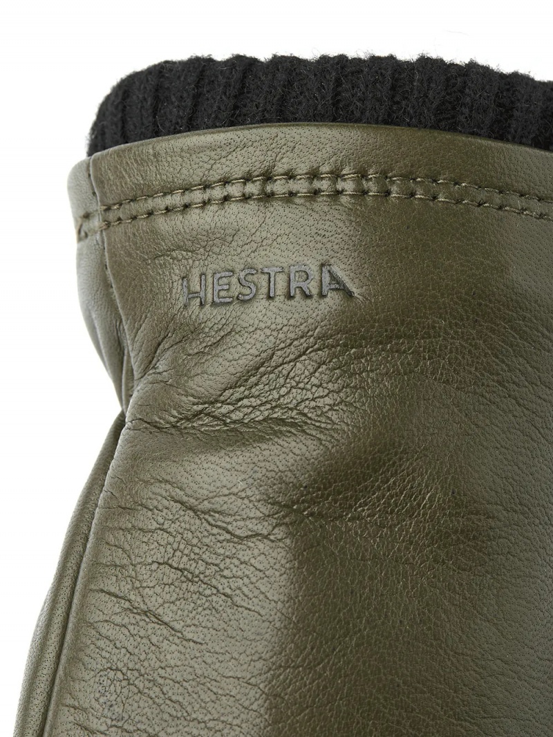 Men's Hestra John Leather Gloves Loden | YQROWA962