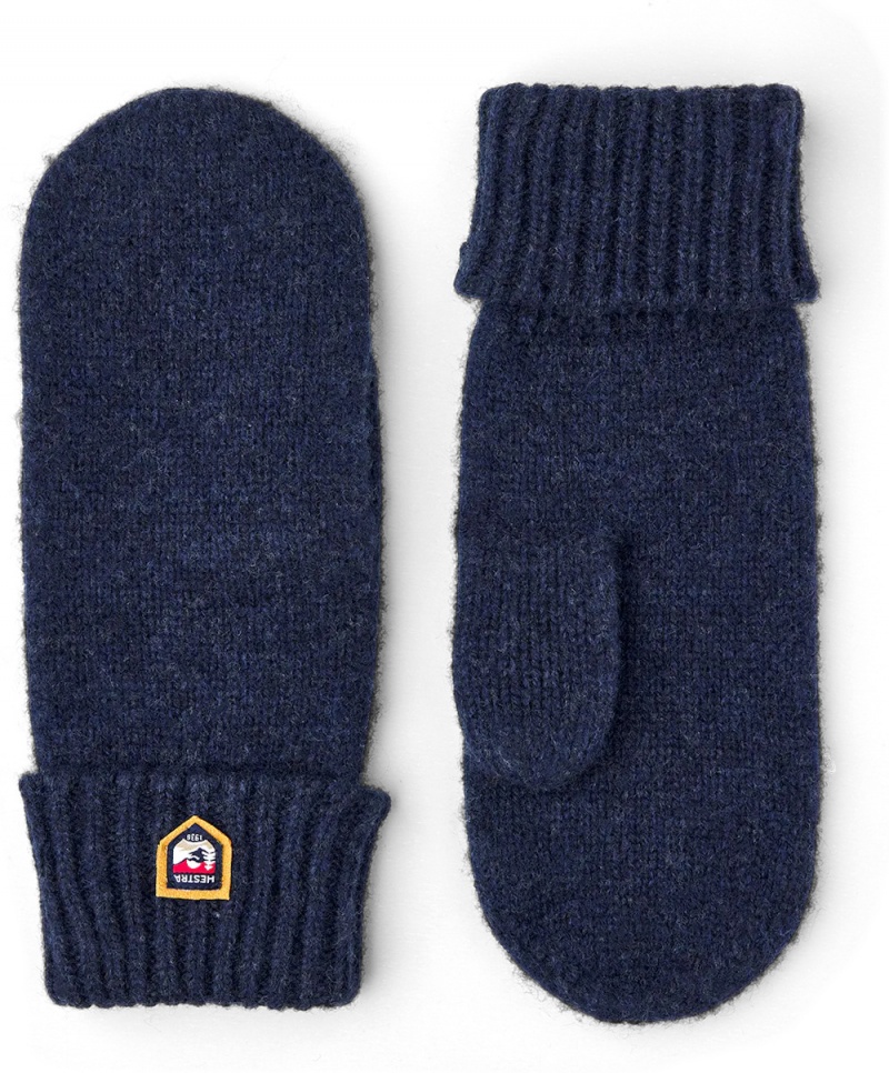 Men\'s Hestra Lana Wool Mitt Liners & Inner Gloves Navy | PSGUJK617