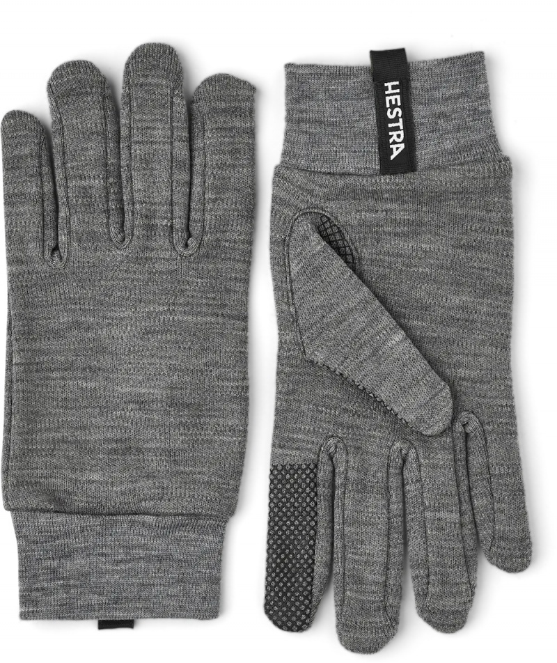 Men\'s Hestra Merino Touch Point Liners & Inner Gloves Grey | WEZHYN158