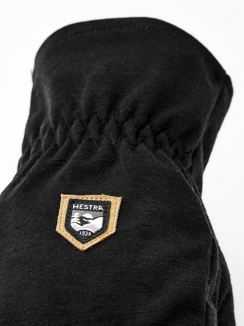 Men's Hestra Merino Windwool Liner Liners & Inner Gloves Black | WEGBFQ731