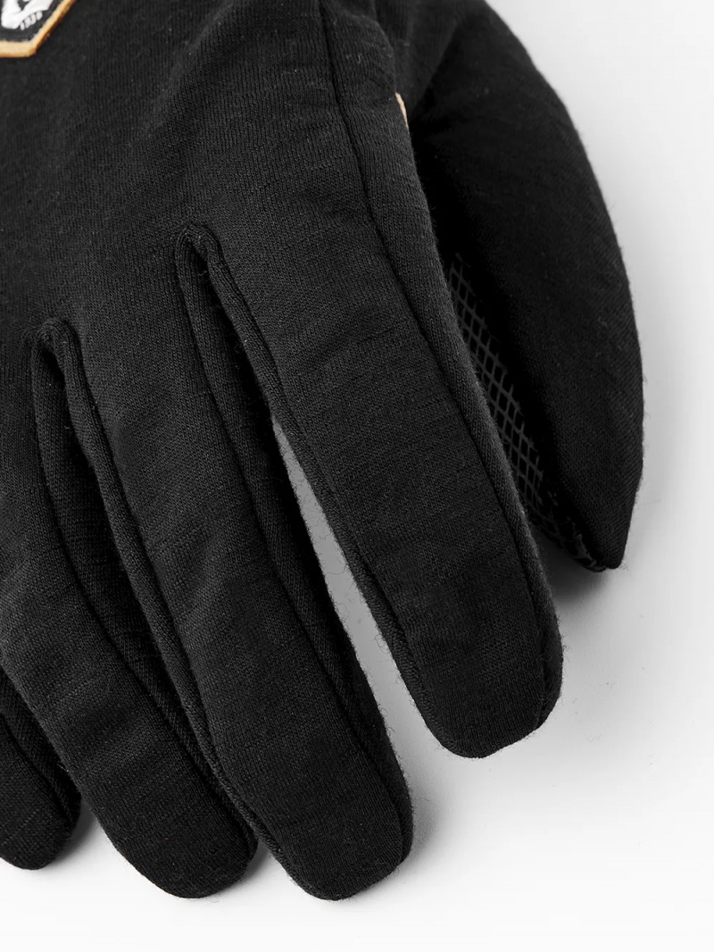 Men's Hestra Merino Windwool Liner Liners & Inner Gloves Black | WEGBFQ731