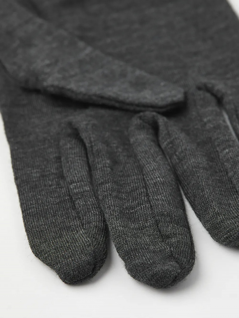 Men's Hestra Merino Wool Liner Active Liners & Inner Gloves Charcoal | PRMQCO179