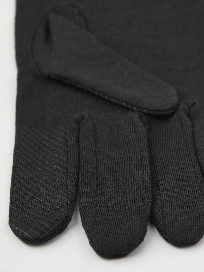 Men's Hestra Merino Wool Liner Long Liners & Inner Gloves Black | UMYVJK307