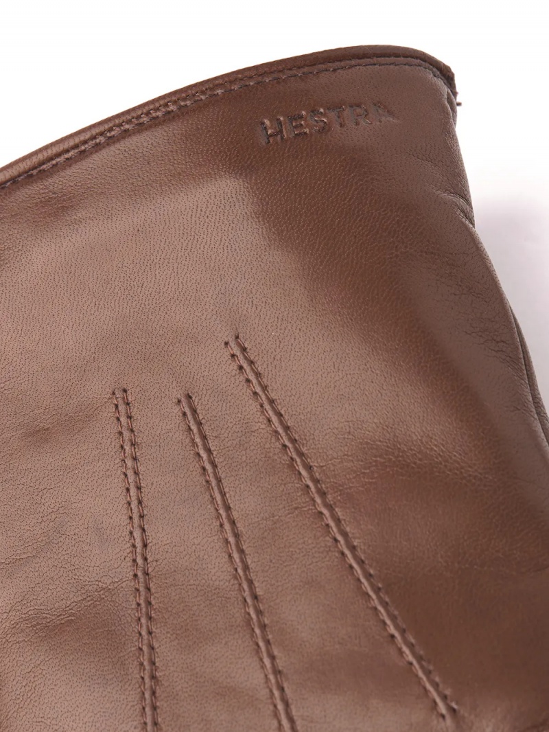 Men's Hestra Nelson Leather Gloves Chestnut | CRSEYJ237