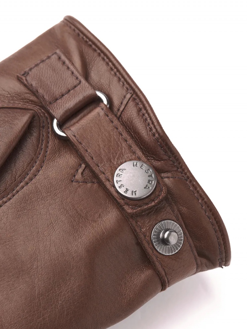 Men's Hestra Nelson Leather Gloves Chestnut | CRSEYJ237