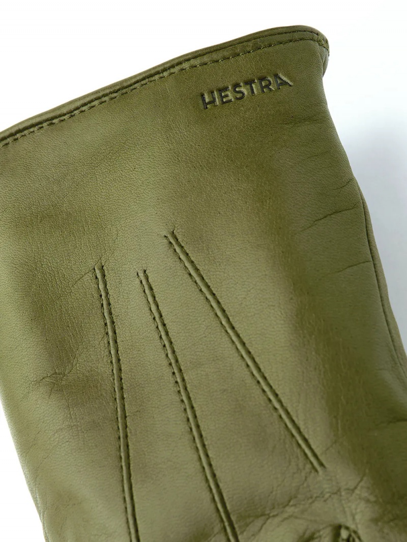 Men's Hestra Nelson Leather Gloves Loden | XITZMO390