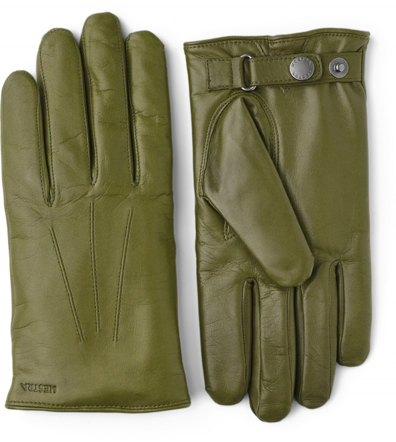 Men\'s Hestra Nelson Leather Gloves Loden | XITZMO390