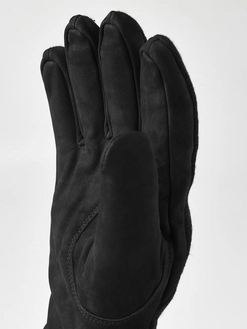 Men's Hestra Noah Leather Gloves Black | JSNMVU634